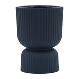 Sagebrook Home 6" Ceramic Ribbed Abstract Vase Classic Decorative Vase for Home or Office Flower Display