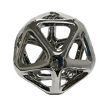 Sagebrook Home AC10001-01 Geo Cutout Orb Decorative Object, Silver Ceramic, 9.5 x 9.75 x 9 Inches
