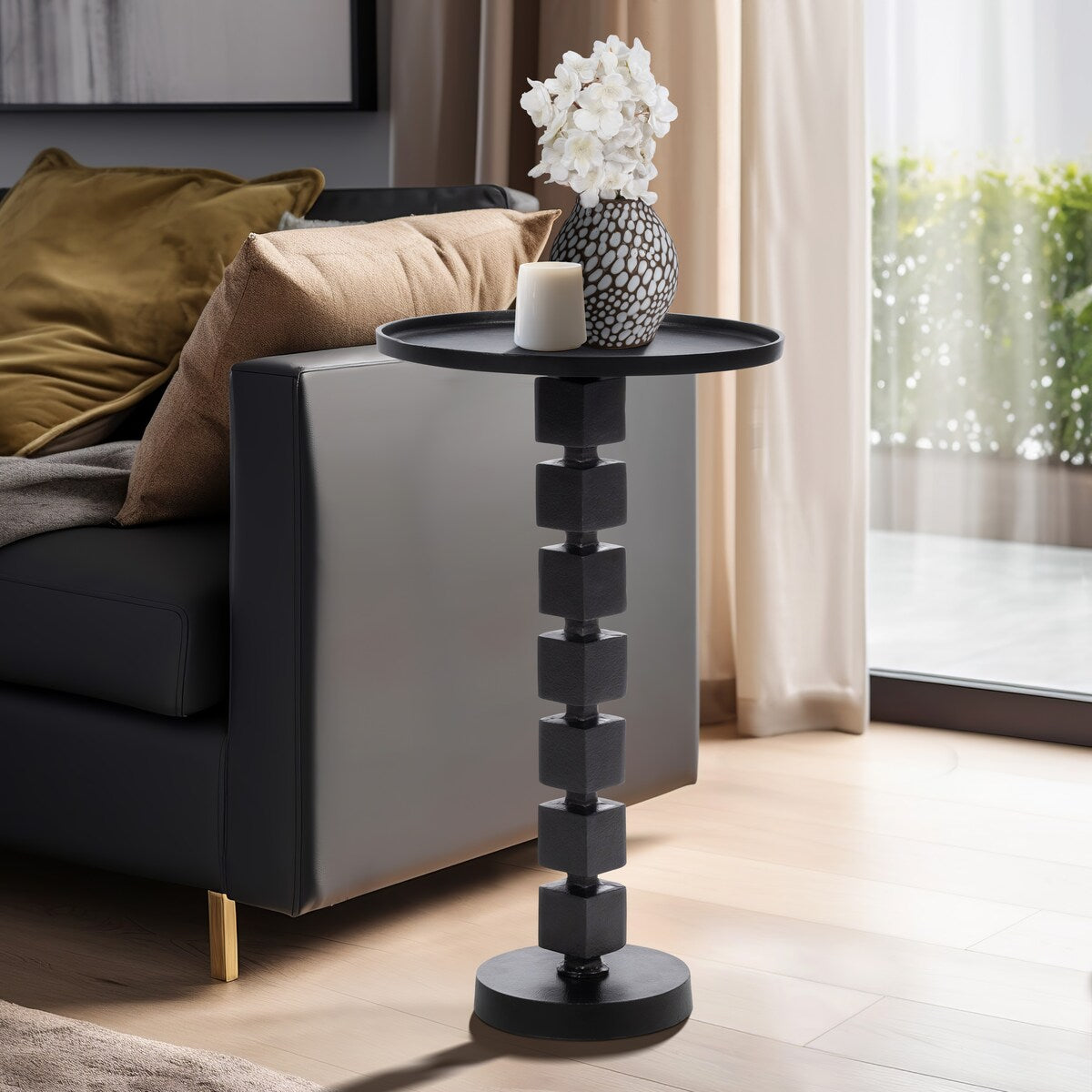 Sagebrook Home Aluminum Stacked Pedestal Accent Table