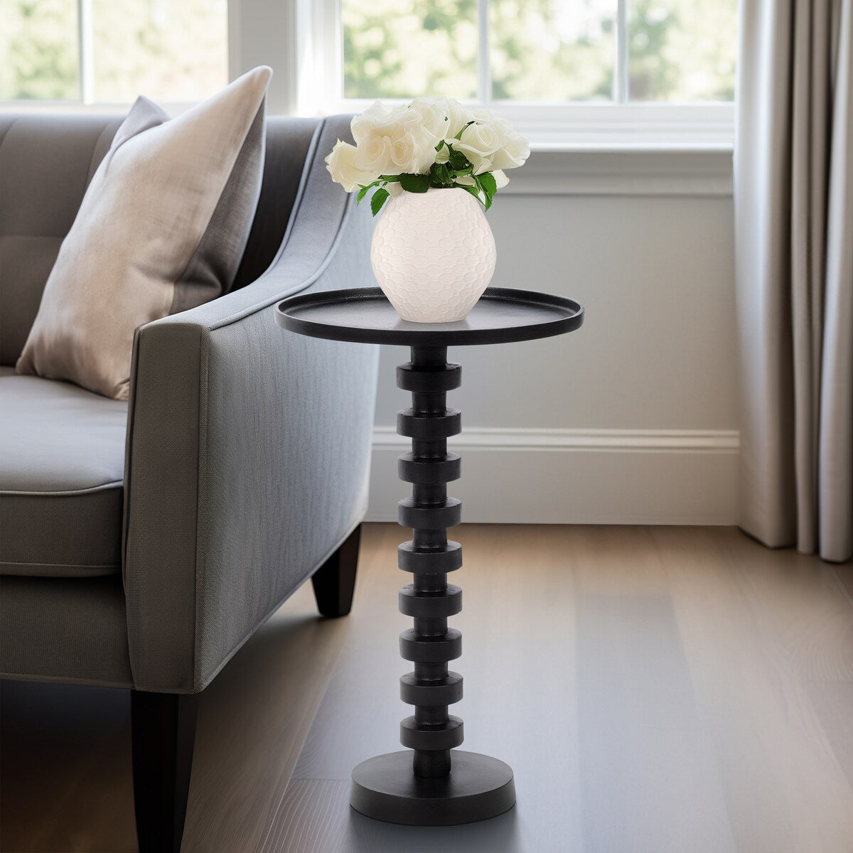 Sagebrook Home Aluminum Stacked Pedestal Accent Table