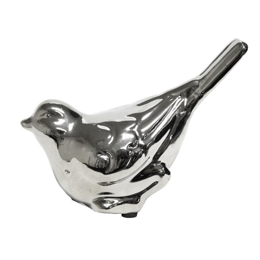 Sagebrook Home BIRD FIGURINE, SILVER