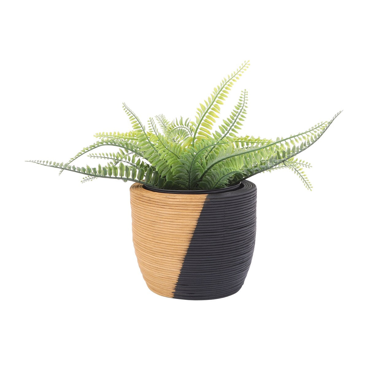 Sagebrook Home Bamboo 8" Planter With Metal Liners, Black, Round, 6"H, D - 8.0" x 8.0" x 6.0"
