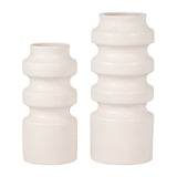 Sagebrook Home Ceramic Three Tiered Cylinder Contemporary Abstract Vase