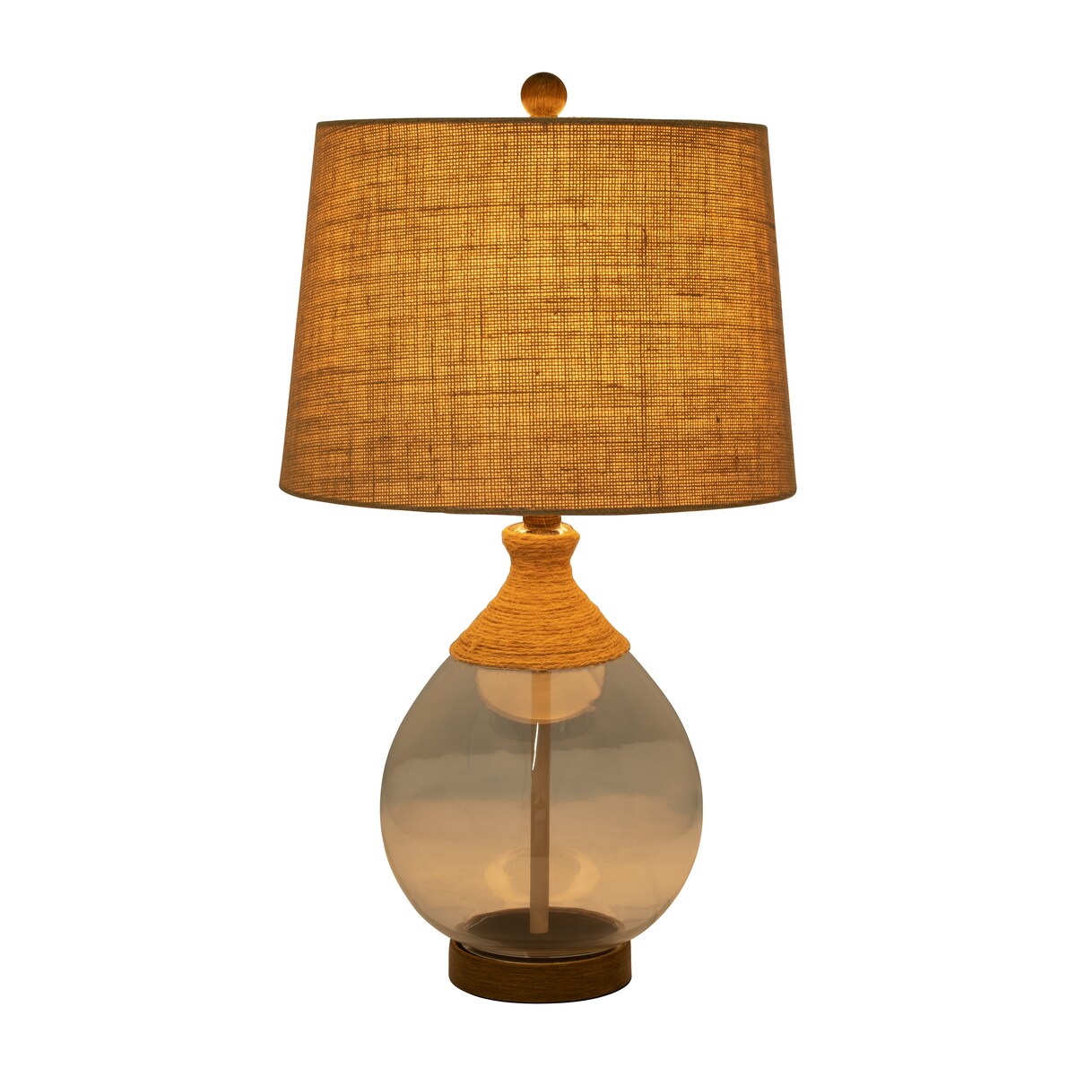 Sagebrook Home Coastal Neutral Glass 25" Glass Table Lamp, Clear, Round - 9" x 9" x 25"