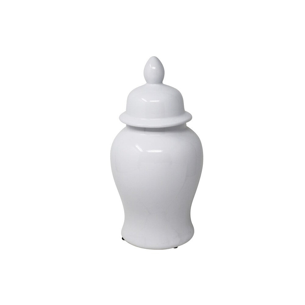 Sagebrook Home Decorative Ceramic Temple Jar, White