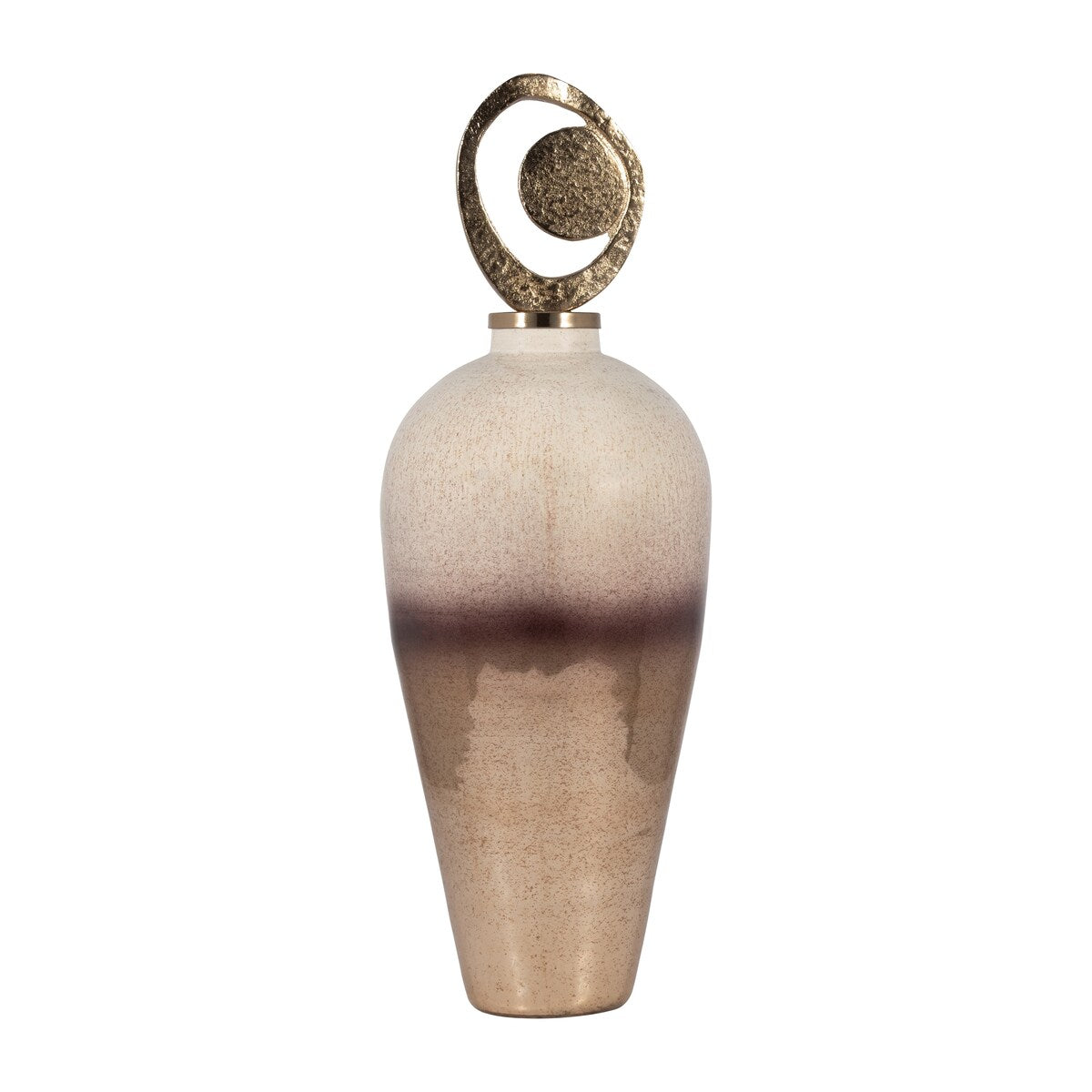 Sagebrook Home Glass, 27" Vase Metal Swirl Topper, 2-tone Bronze, Cylinder - 10" x 10" x 27"