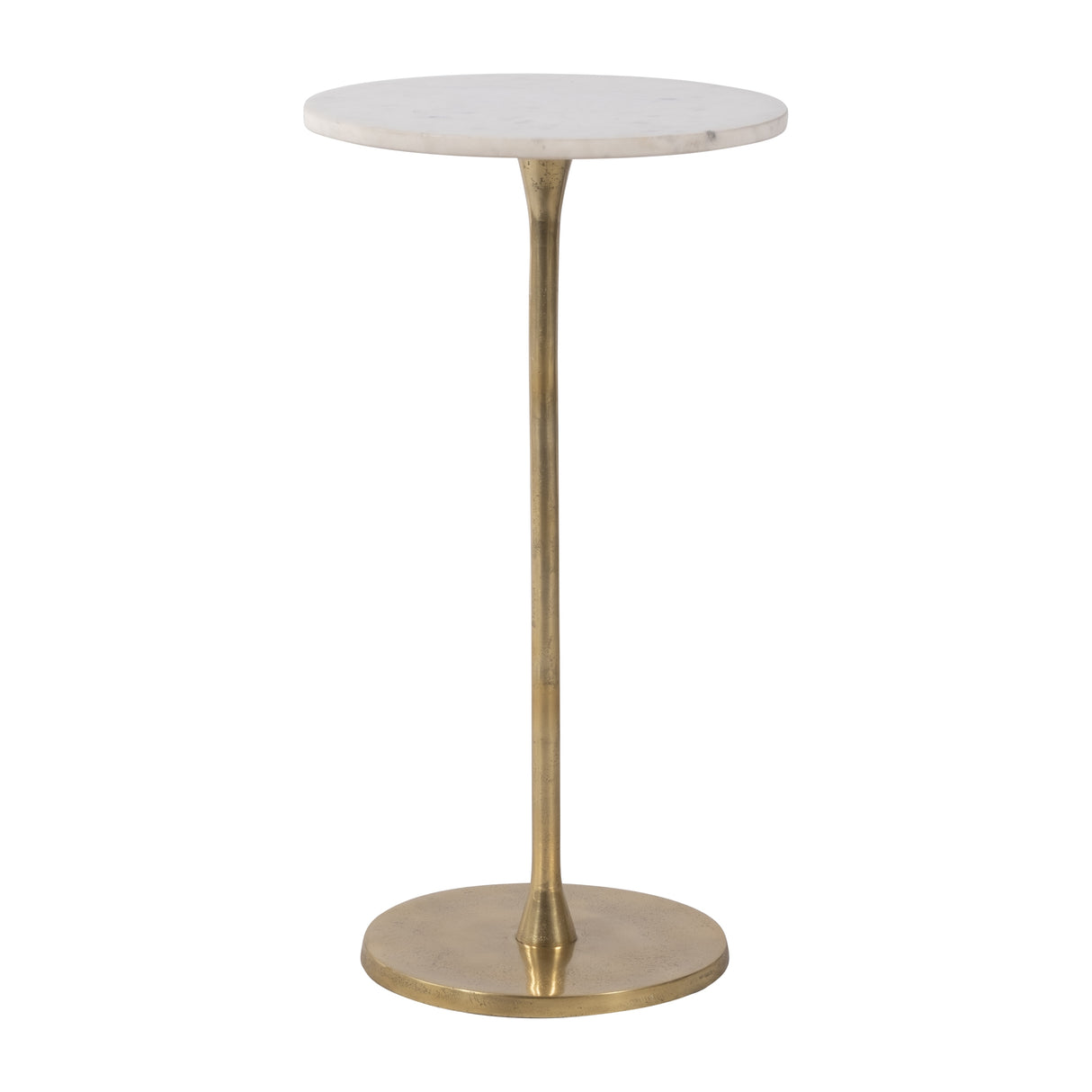 Sagebrook Home Gold and White Round Drink Accent Table with Aluminum/Stone Construction - 13" x 13" x 24"