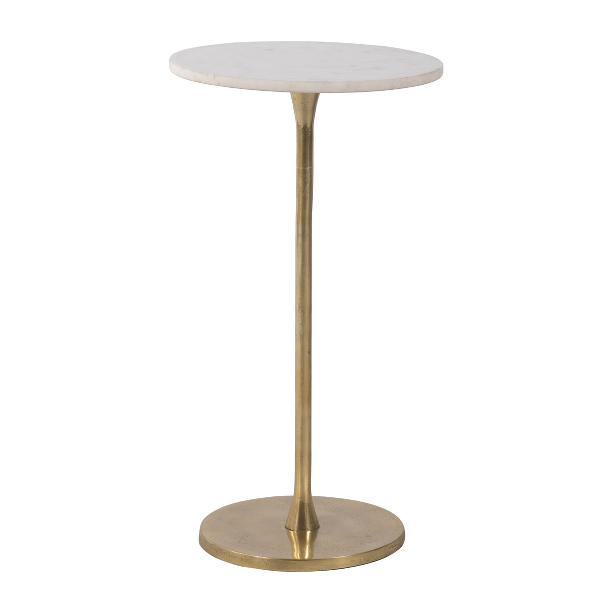 Sagebrook Home Gold and White Round Drink Accent Table with Aluminum/Stone Construction - 13" x 13" x 24"