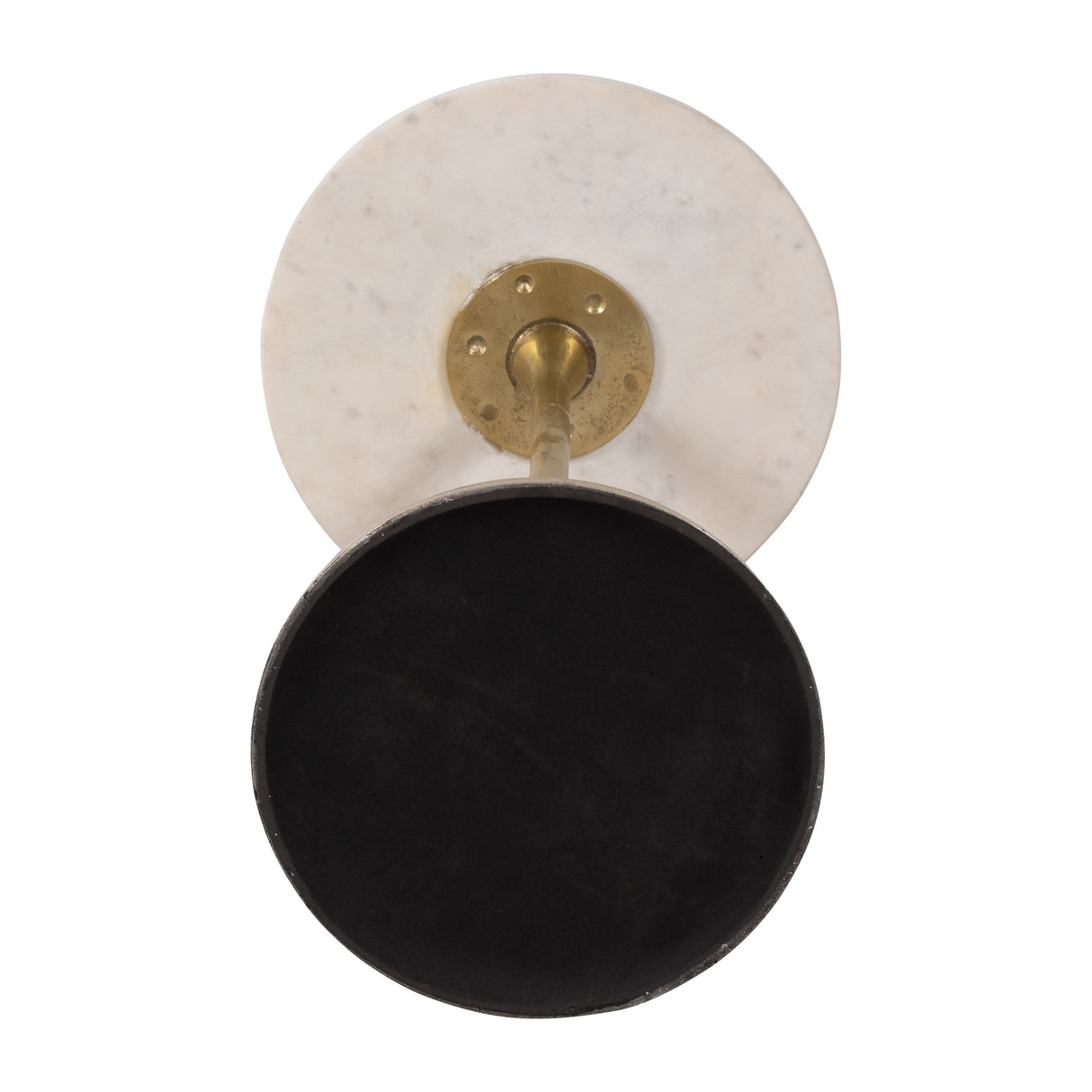 Sagebrook Home Gold and White Round Drink Accent Table with Aluminum/Stone Construction - 13" x 13" x 24"