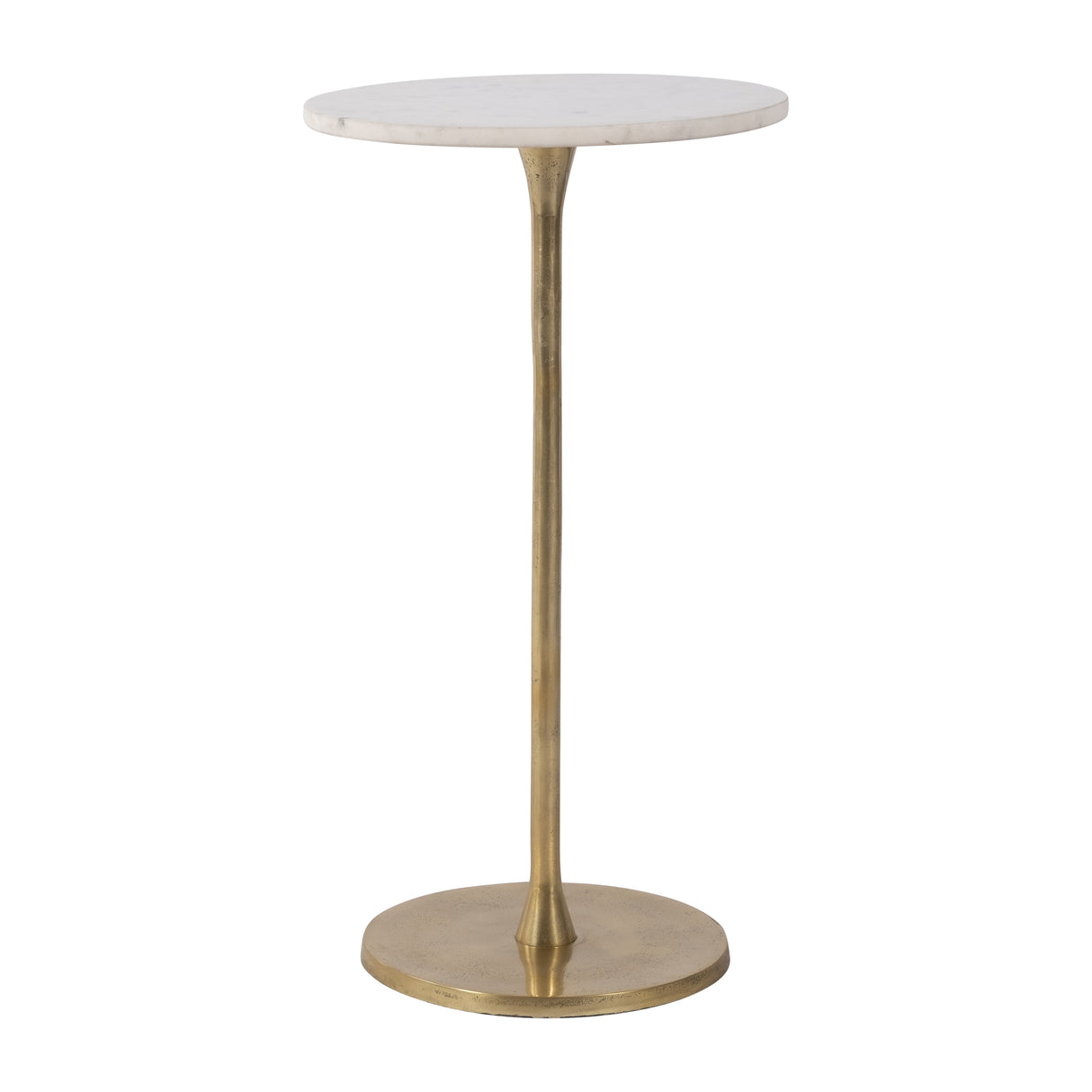 Sagebrook Home Gold and White Round Drink Accent Table with Aluminum/Stone Construction - 13" x 13" x 24"