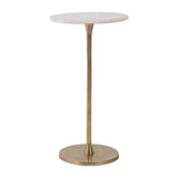 Sagebrook Home Gold and White Round Drink Accent Table with Aluminum/Stone Construction - 13" x 13" x 24"