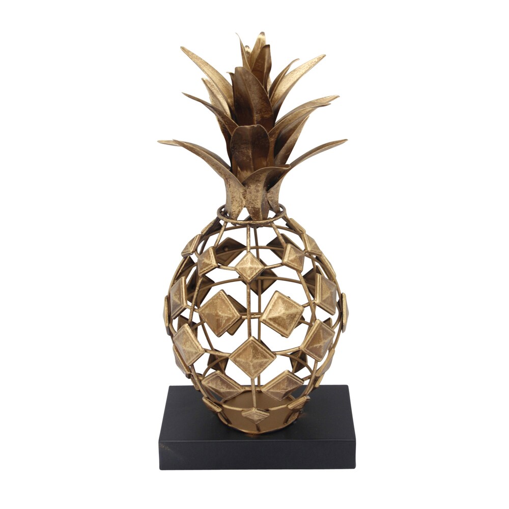 Sagebrook Home METAL PINEAPPLE FIGURINE ON BASE, GOLD