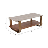 Sagebrook Home Modern Glam 17" Marble Top Rectangle Coffee Table - 48"x23"x17"