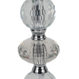 Sagebrook Home Modern Set Of 2 Crystal 28" Table Lamp, Silver, Pillar - 11" x 11" x 28"