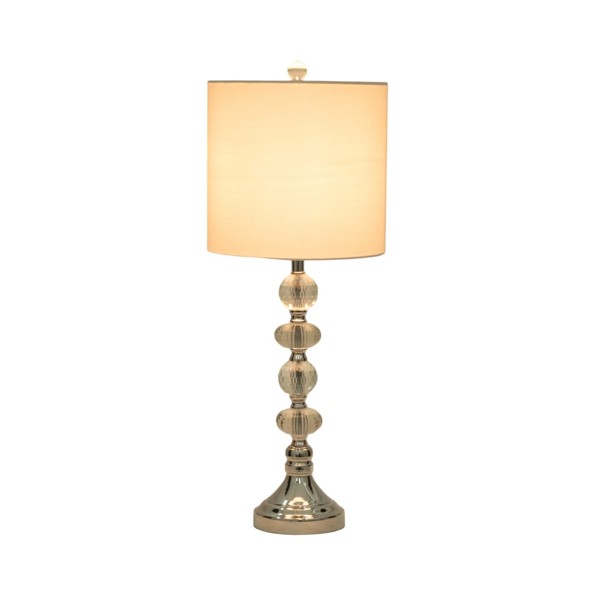 Sagebrook Home Modern Set Of 2 Crystal 28" Table Lamp, Silver, Pillar - 11" x 11" x 28"