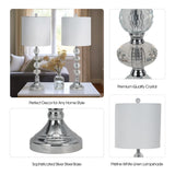 Sagebrook Home Modern Set Of 2 Crystal 28" Table Lamp, Silver, Pillar - 11" x 11" x 28"