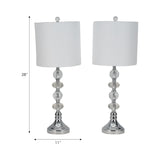 Sagebrook Home Modern Set Of 2 Crystal 28" Table Lamp, Silver, Pillar - 11" x 11" x 28"