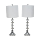 Sagebrook Home Modern Set Of 2 Crystal 28" Table Lamp, Silver, Pillar - 11" x 11" x 28"