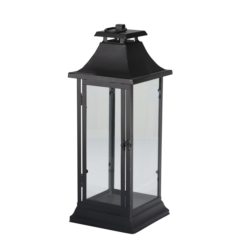 Sagebrook Home RECTANGULAR METAL LANTERN, BLACK