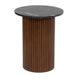 Sagebrook Home Round Wood Marble Reeded Accent Table or Coffee Table