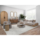 Sagebrook Home Round Wood Marble Reeded Accent Table or Coffee Table