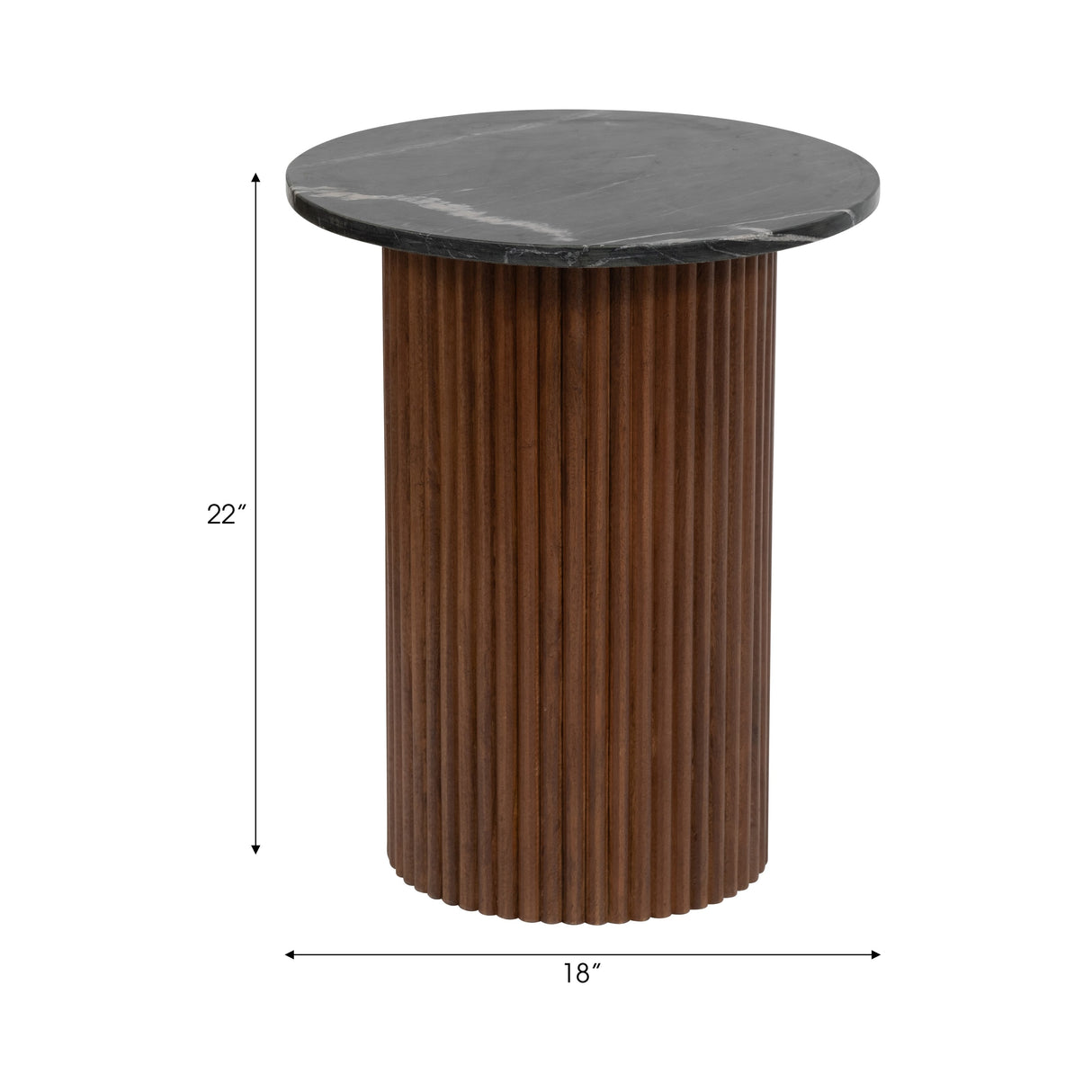 Sagebrook Home Round Wood Marble Reeded Accent Table or Coffee Table