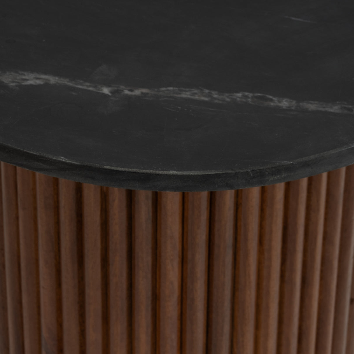 Sagebrook Home Round Wood Marble Reeded Accent Table or Coffee Table