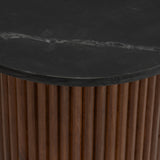 Sagebrook Home Round Wood Marble Reeded Accent Table or Coffee Table