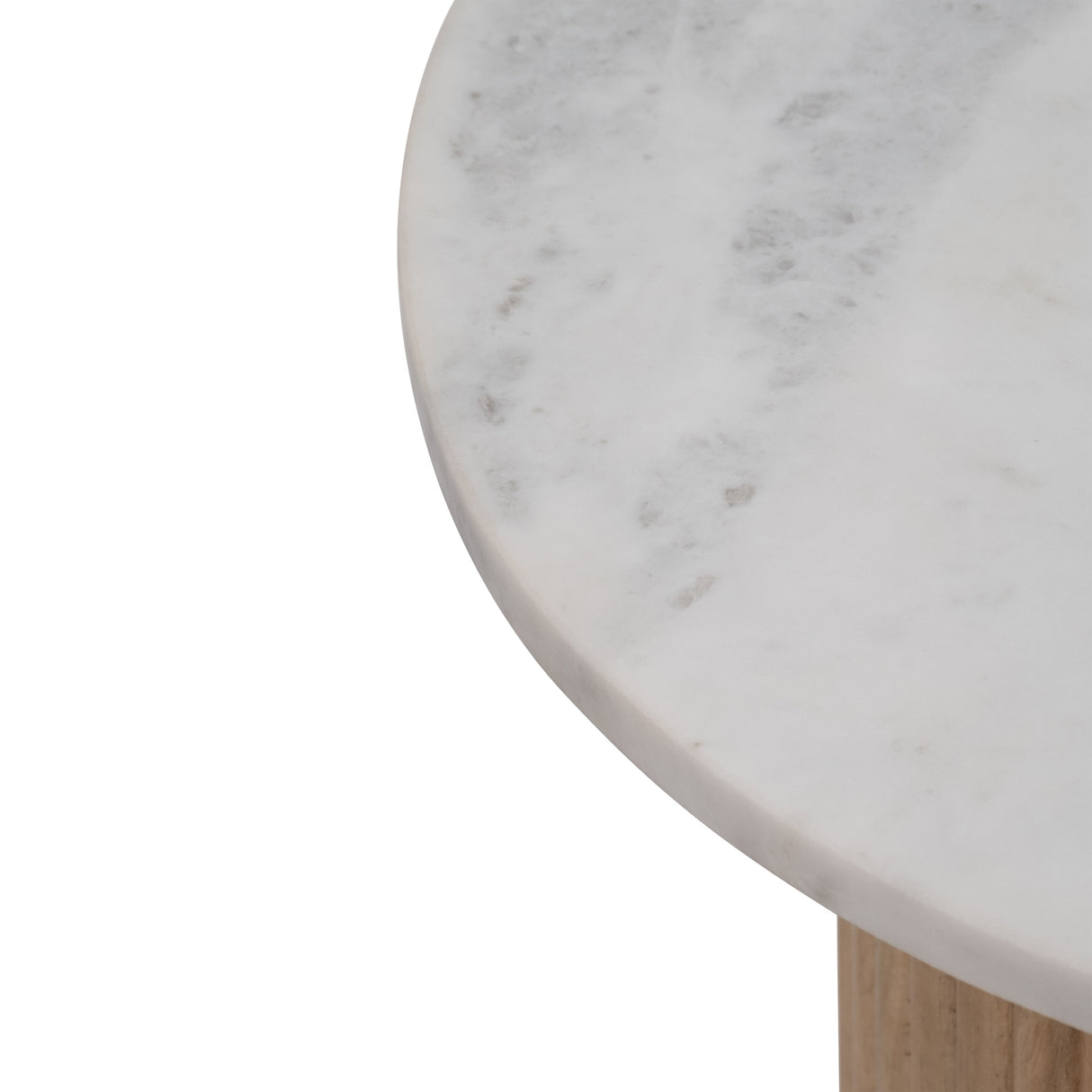 Sagebrook Home Round Wood Marble Reeded Accent Table or Coffee Table