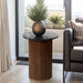 Sagebrook Home Round Wood Marble Reeded Accent Table or Coffee Table