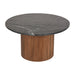 Sagebrook Home Round Wood Marble Reeded Accent Table or Coffee Table