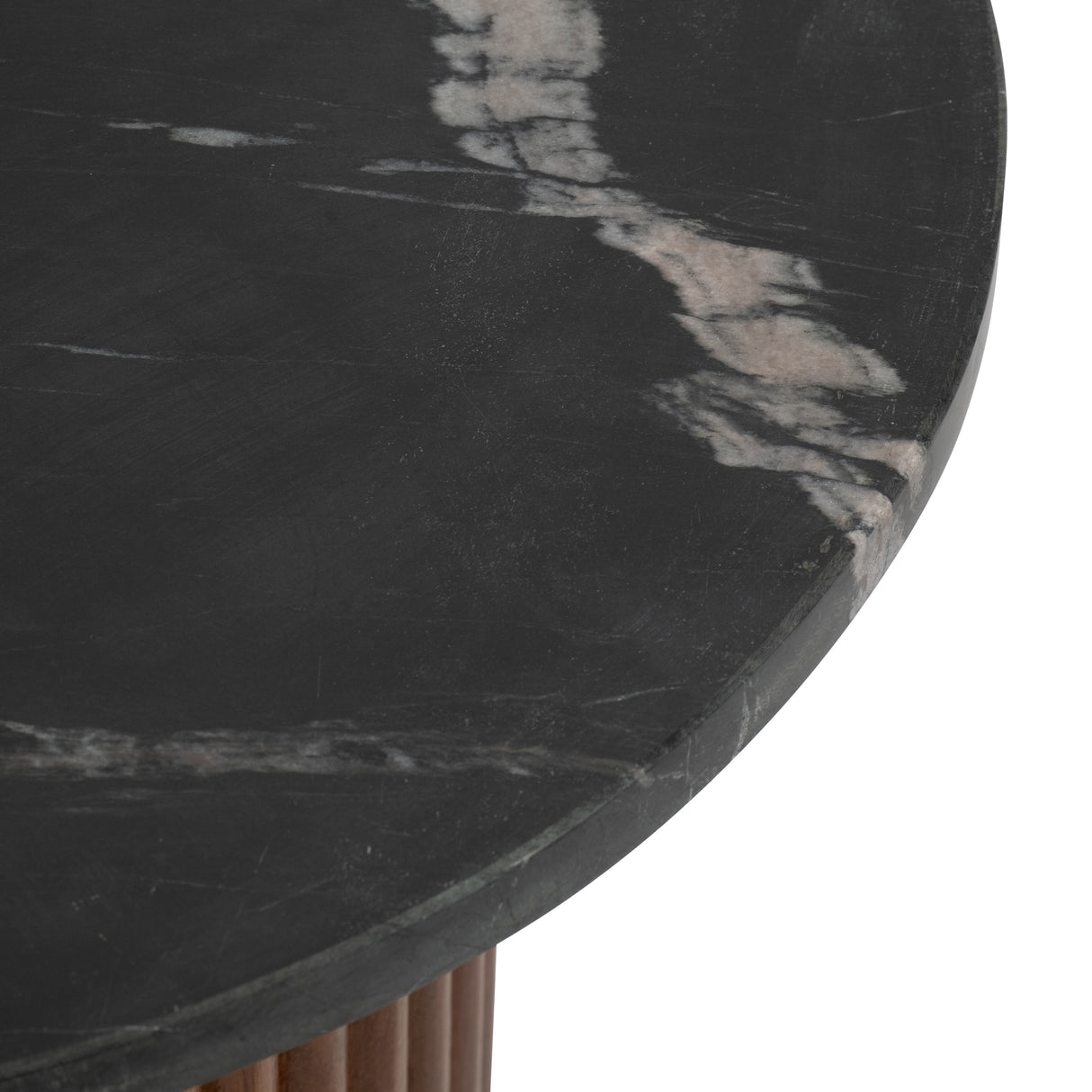 Sagebrook Home Round Wood Marble Reeded Accent Table or Coffee Table