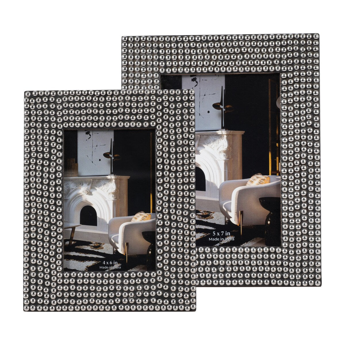 Sagebrook Home Silver/Black Resin Studded Photo Frame