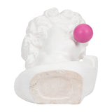 Sagebrook Home White Polyresin 13" Greek God Head Sculpture with Bubble Gum Accent - 8" x 9" x 13"