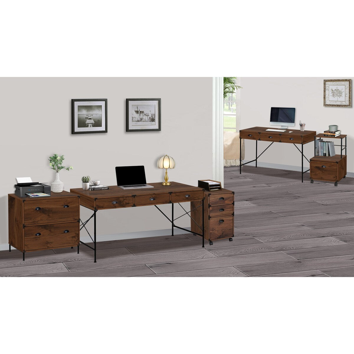 Saint Birch Bombay Walnut 59-inch Writing Desk with 3 Drawers