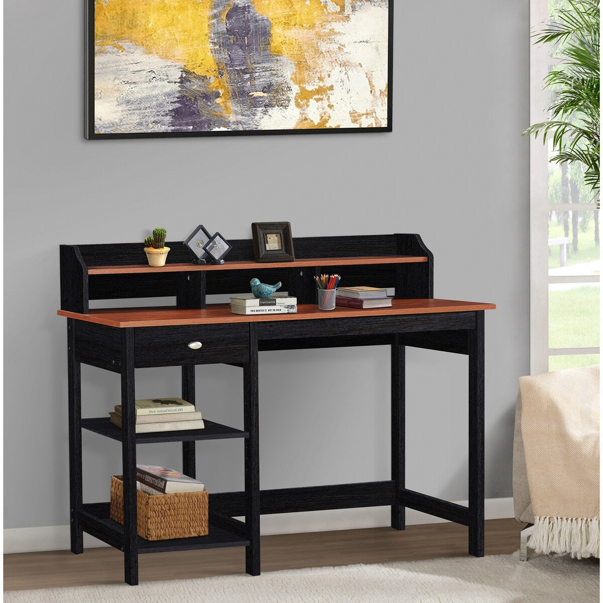 Saint Birch Finley Teak 47-inch Writing Desk with Hutch