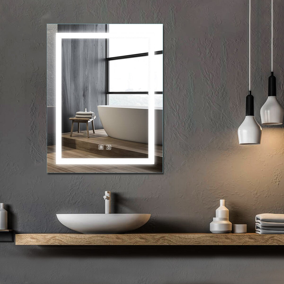Saint Birch Lance Frameless LED Lighted Bathroom/Vanity Mirror - 24 inches x 30 inches