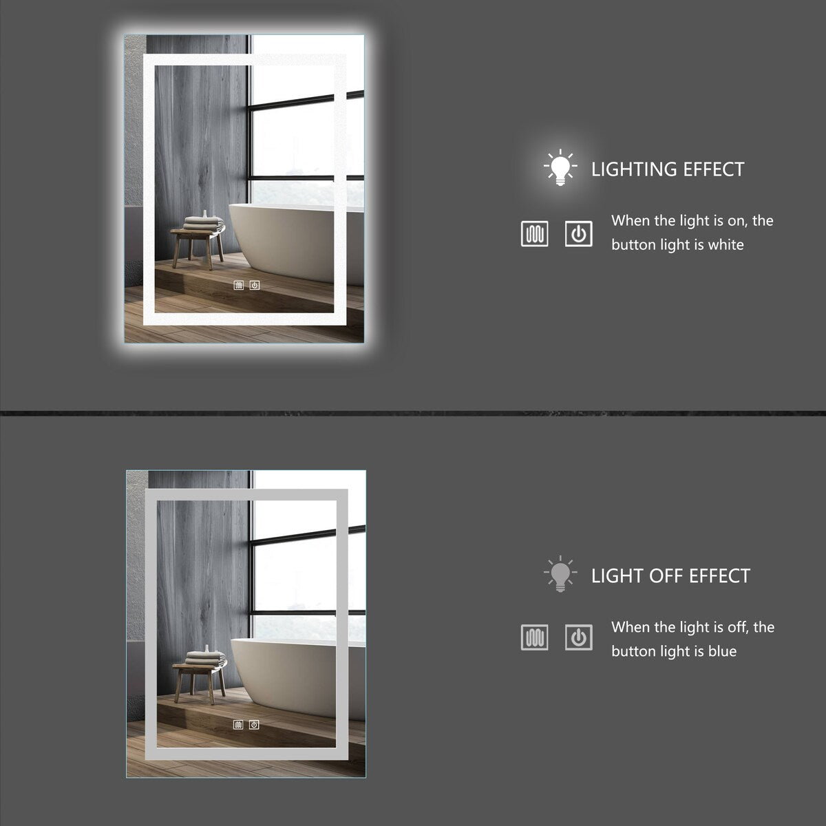 Saint Birch Lance Frameless LED Lighted Bathroom/Vanity Mirror - 24 inches x 30 inches