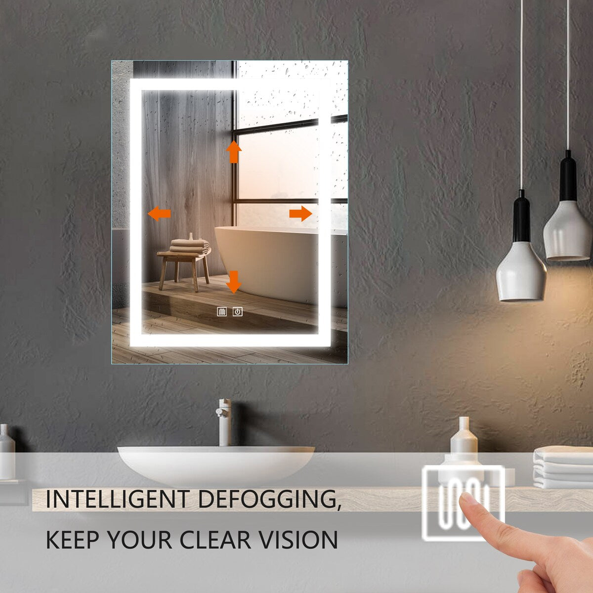 Saint Birch Lance Frameless LED Lighted Bathroom/Vanity Mirror - 24 inches x 30 inches