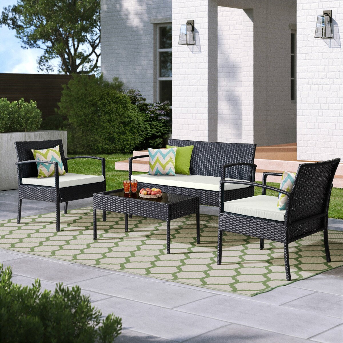 Saint Birch Savannah 4 Piece Rattan Sofa Seating Group with Cushions