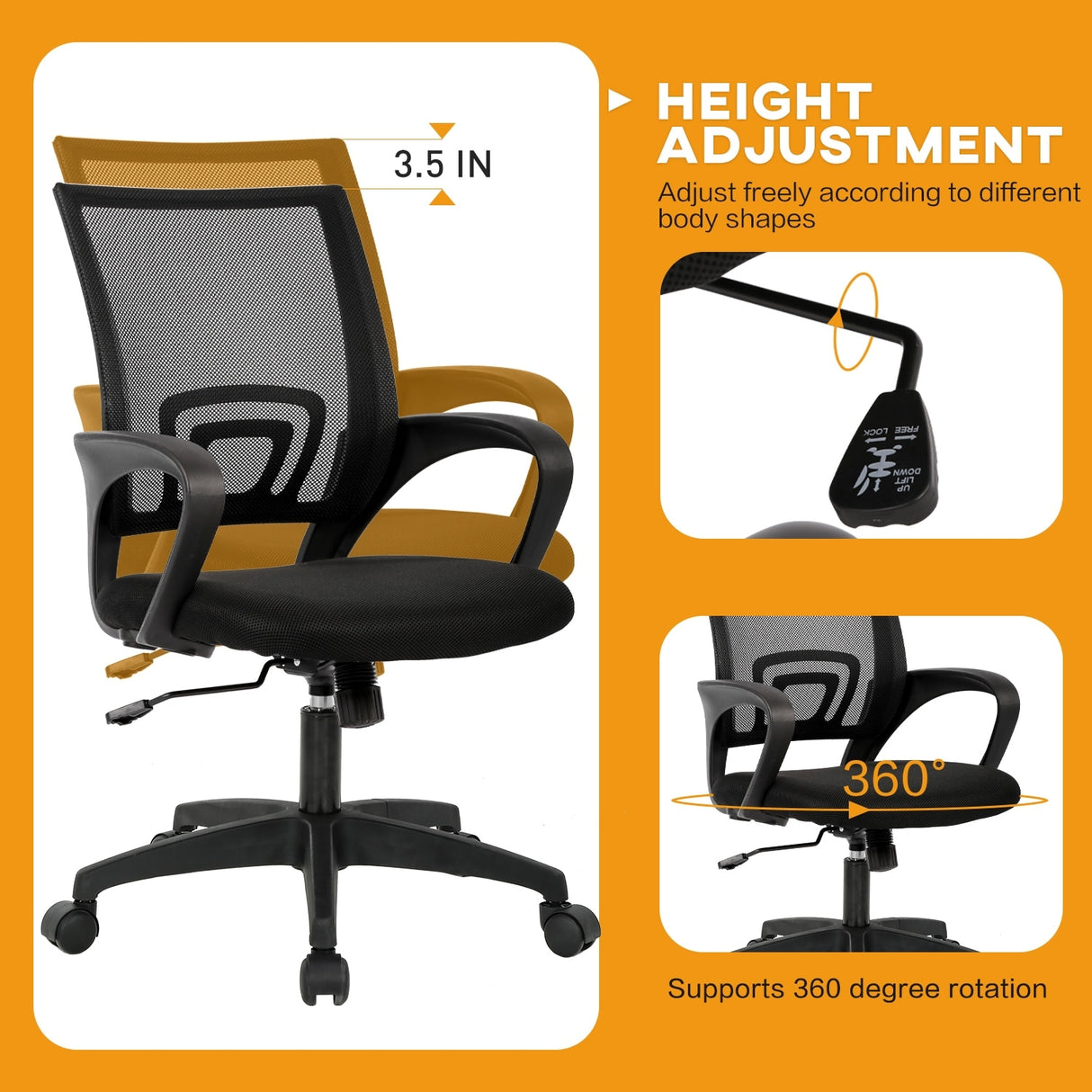 Sal Black Ergonomic Mesh Tilt Rocking Office Desk Chair by Furniture of America