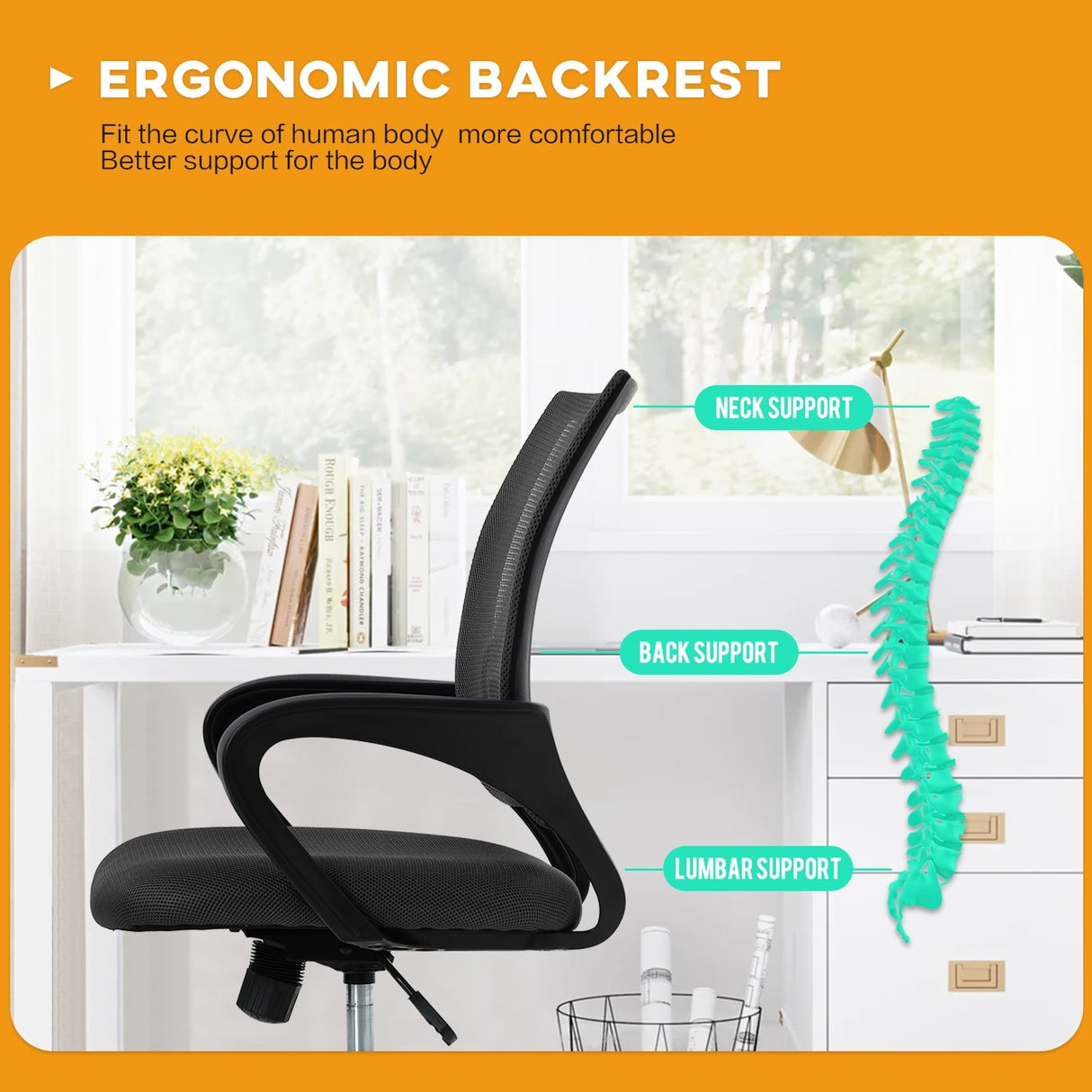 Sal Black Ergonomic Mesh Tilt Rocking Office Desk Chair by Furniture of America