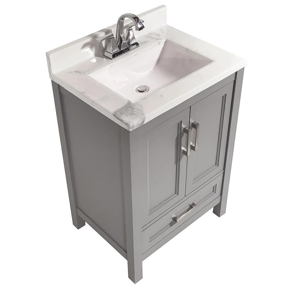 Salerno 25 in. Bath Vanity with Cultured Marble Vanity Top