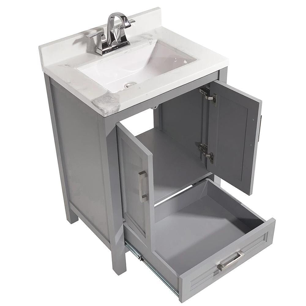 Salerno 25 in. Bath Vanity with Cultured Marble Vanity Top