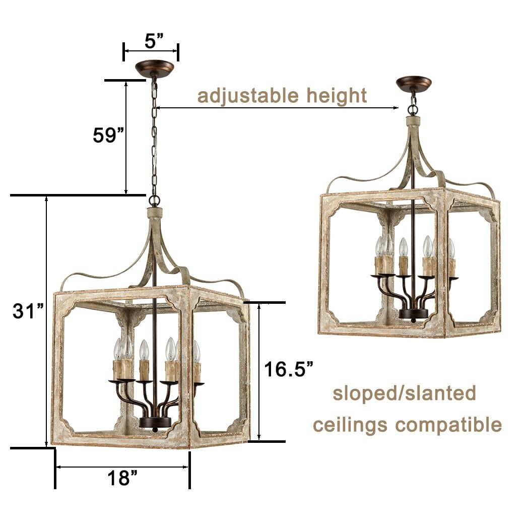 Salerno Boho Distressing Wooden Lantern Cage Candle Chandelier