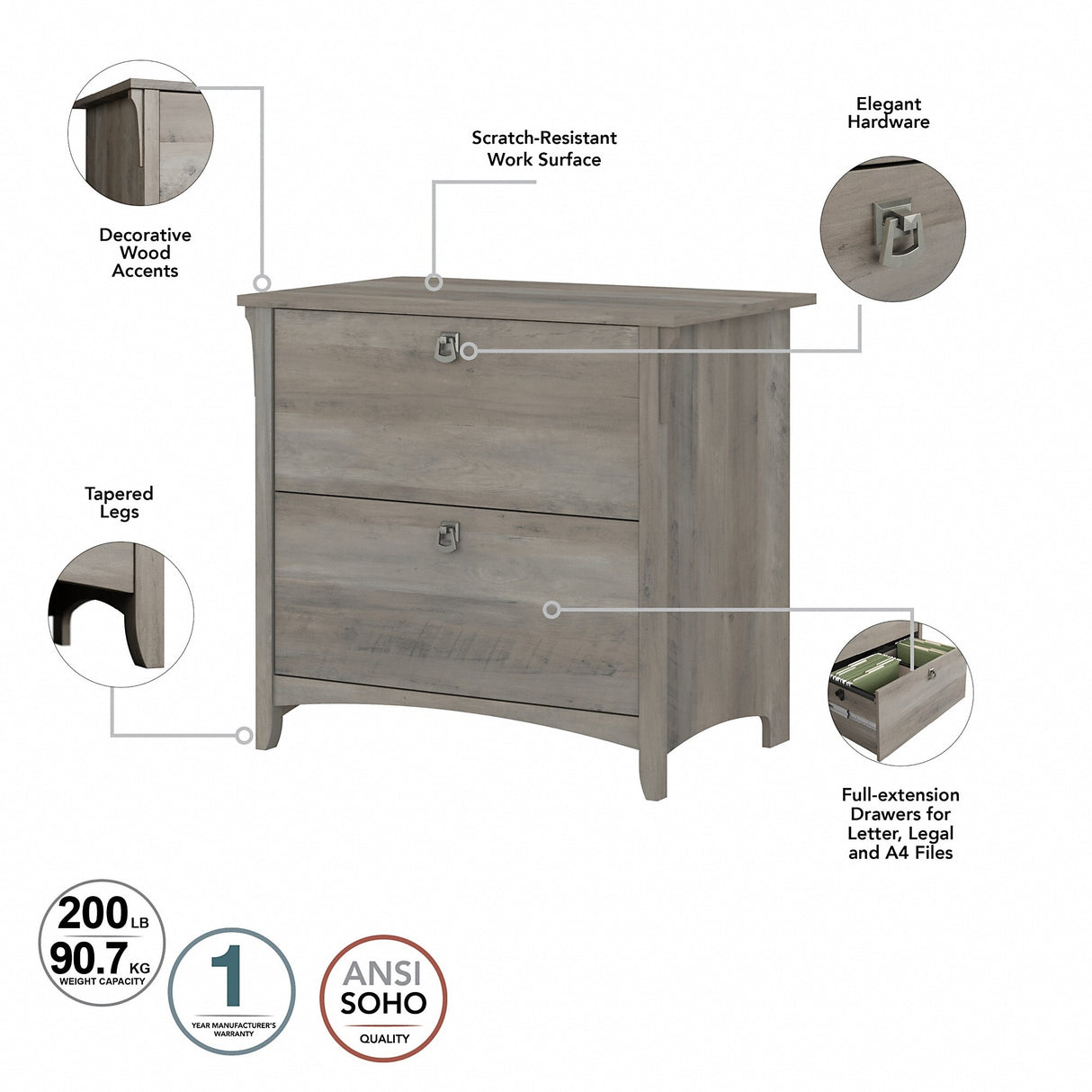 Salinas 3-piece Desk, Cabinet, and Bookcase Set by Bush Furniture