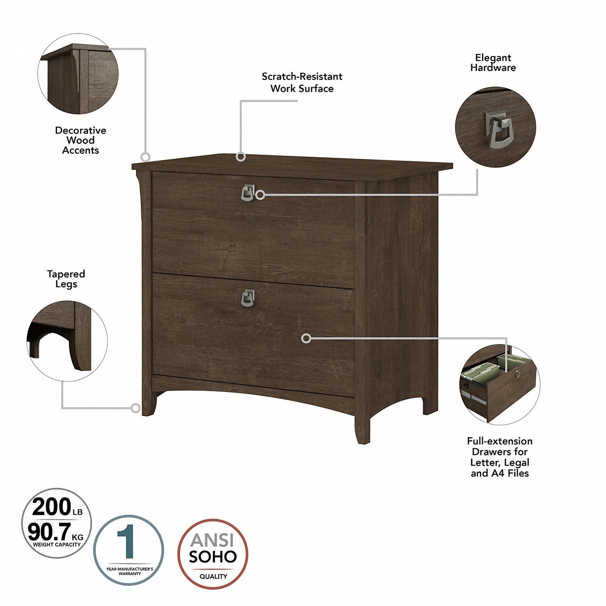 Salinas 3-piece Desk, Cabinet, and Bookcase Set by Bush Furniture