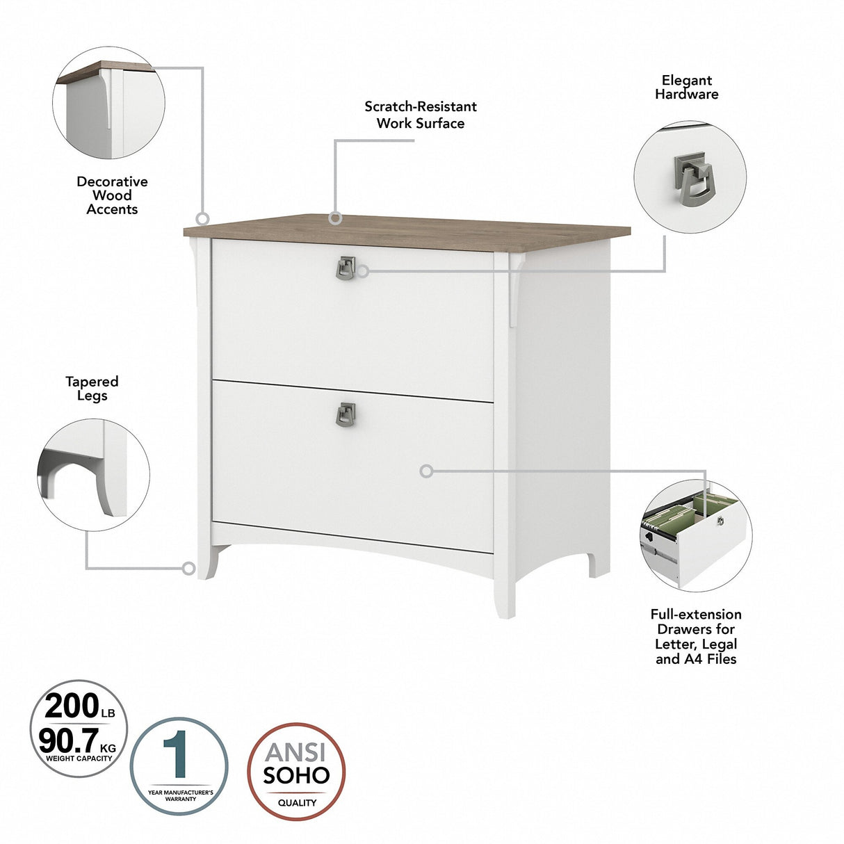 Salinas 3-piece Desk, Cabinet, and Bookcase Set by Bush Furniture
