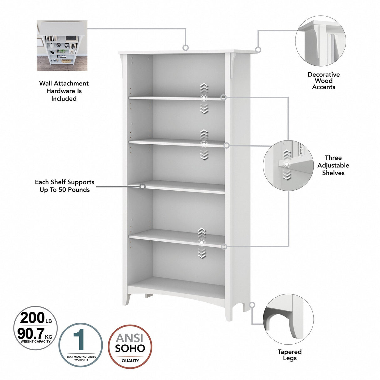 Salinas 3-piece Desk, Cabinet, and Bookcase Set by Bush Furniture