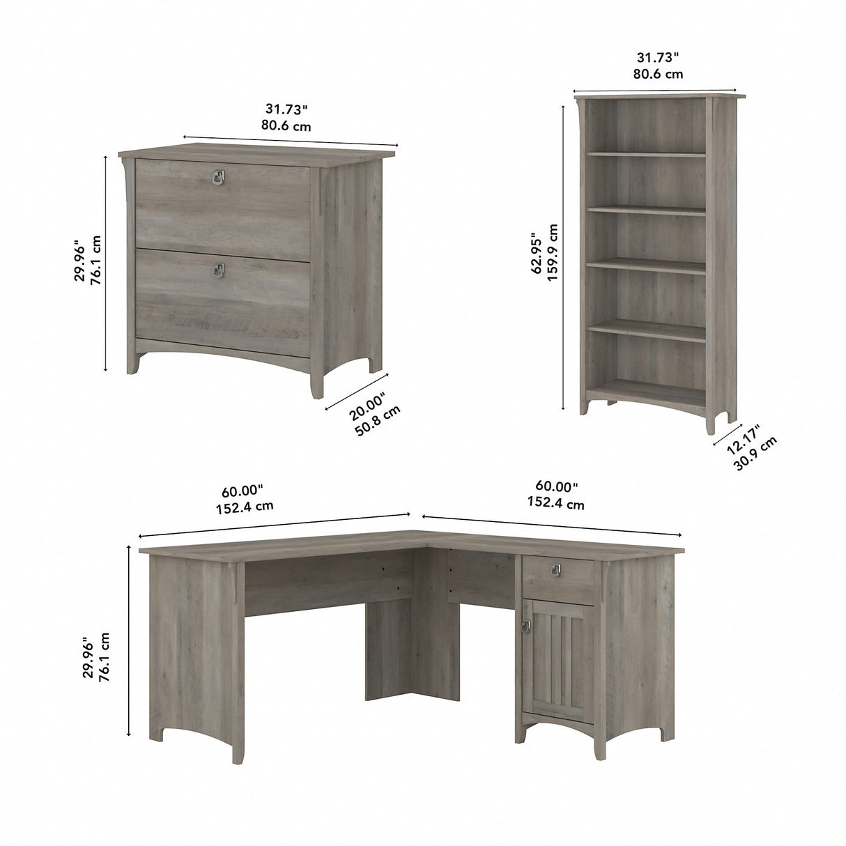 Salinas 3-piece Desk, Cabinet, and Bookcase Set by Bush Furniture